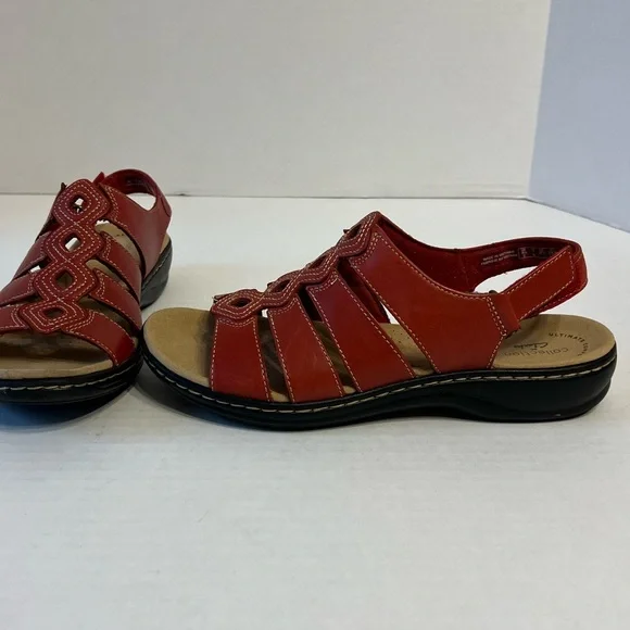 Clarks Collection Gladiator Sandals Leisa Ruby Red Size 7‎ W - Picture 3 of 10
